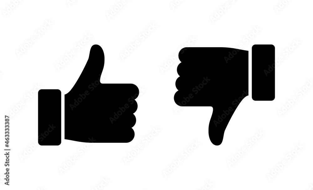 Like and dislike icons set. Thumbs up and thumbs down sign and symbol. Like and dislike icons set. Thumbs up and thumbs down sign and symbol.