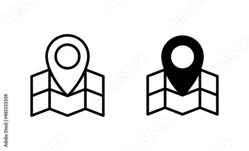 Maps and pin icons set. location sign and symbol. geo locate, pointer icon.