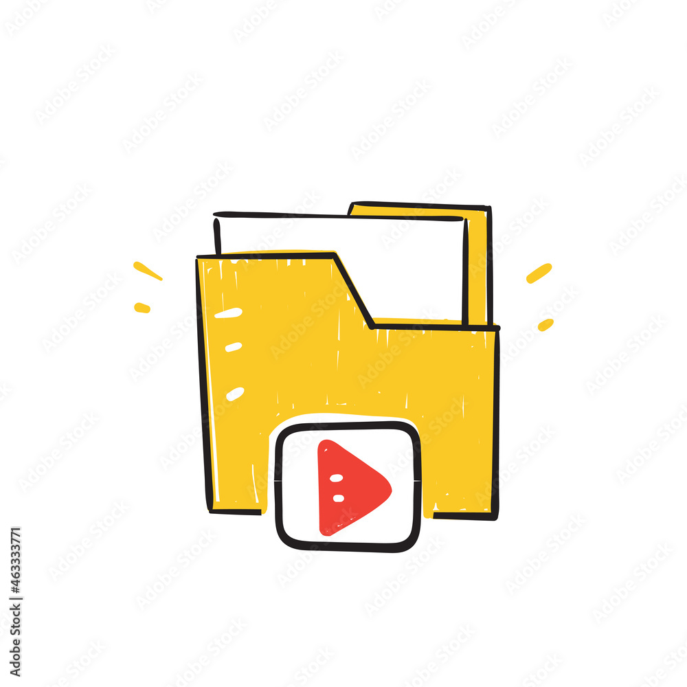 hand drawn doodle folder video icon illustration hand drawn doodle folder video icon illustration