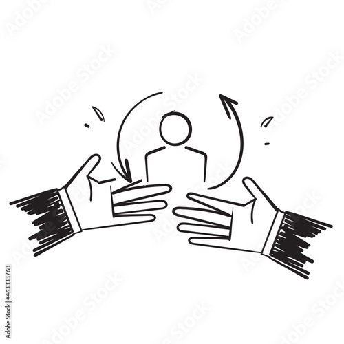 hand drawn doodle Care customer icon, total inclusive service illustration