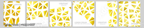 Set of vector cover notebook design. Abstract yellow minimal triangles halftone template design for notebook paper, copybook brochures, book, magazine. Planner and diary cover for print