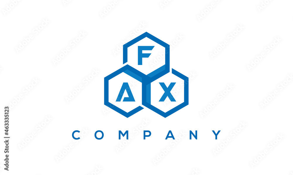 FAX three letters creative polygon hexagon logo FAX three letters creative polygon hexagon logo