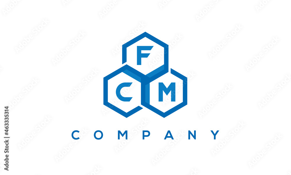 FCM three letters creative polygon hexagon logo