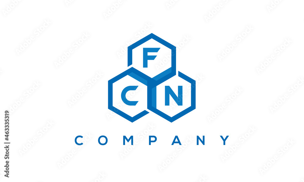 FCN three letters creative polygon hexagon logo