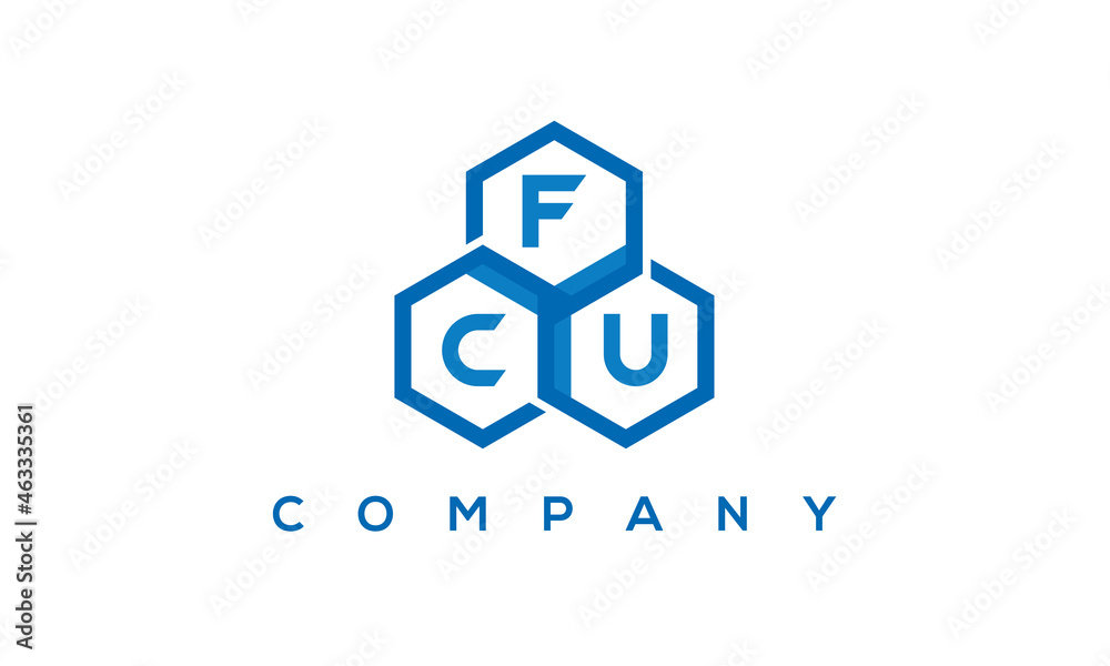 FCU three letters creative polygon hexagon logo