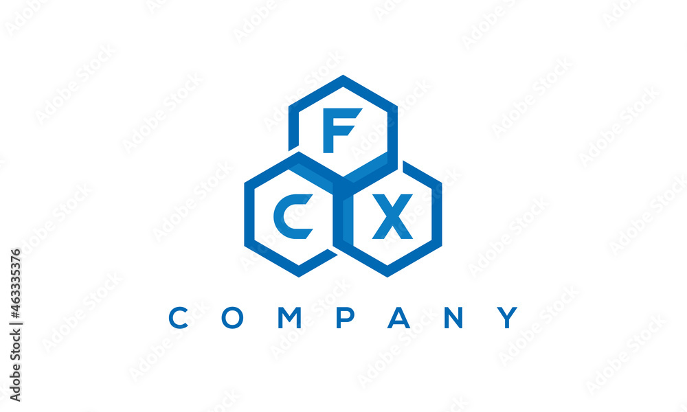 FCX three letters creative polygon hexagon logo FCX three letters creative polygon hexagon logo