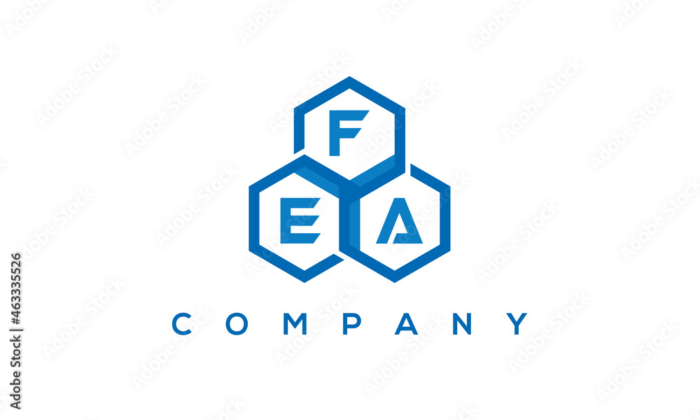 FEA three letters creative polygon hexagon logo FEA three letters creative polygon hexagon logo