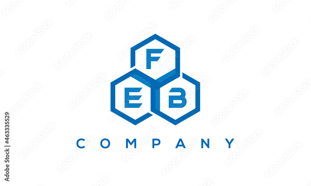 FEB three letters creative polygon hexagon logo FEB three letters creative polygon hexagon logo