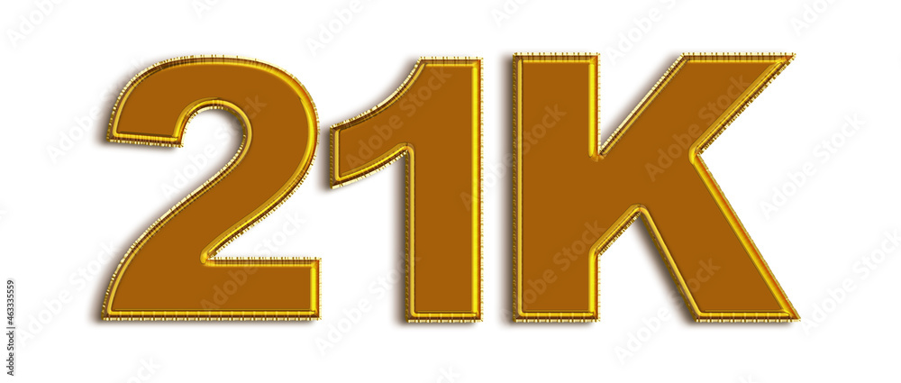 21K likes, followers online social media banner, letters, and icons. Isolated on white background. 3d illustration 21K likes, followers online social media banner, letters, and icons. Isolated on white background. 3d illustration