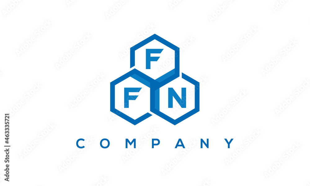 FFN three letters creative polygon hexagon logo
