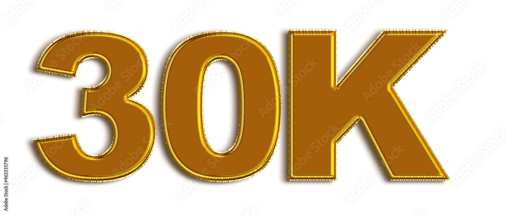 30K likes, followers online social media banner, letters, and icons. Isolated on white background. 3d illustration 30K likes, followers online social media banner, letters, and icons. Isolated on white background. 3d illustration