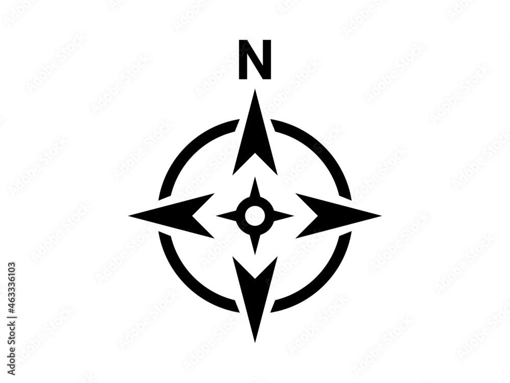 Fototapeta premium Map direction symbol. North sign. Black compass.