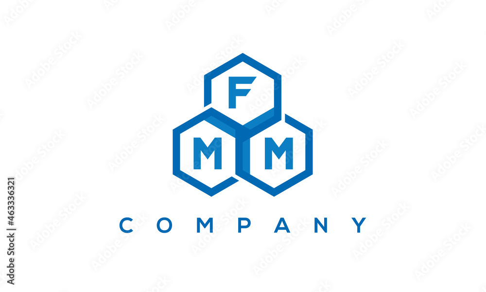 FMM three letters creative polygon hexagon logo