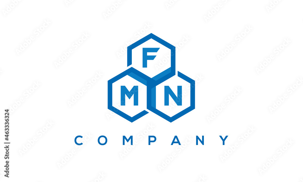 FMN three letters creative polygon hexagon logo