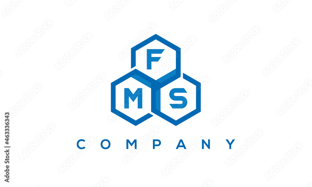 FMS three letters creative polygon hexagon logo