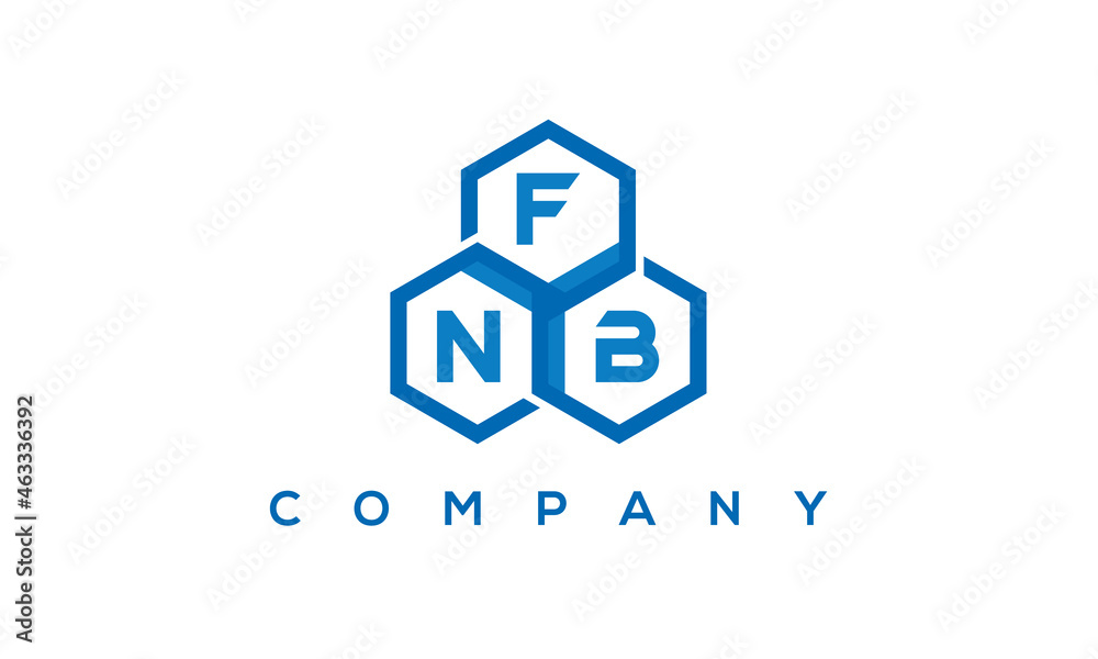 FNB three letters creative polygon hexagon logo