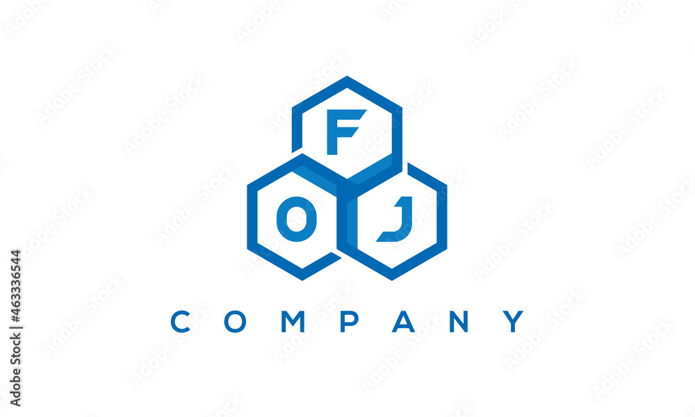 FOJ three letters creative polygon hexagon logo