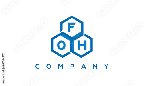 FOH three letters creative polygon hexagon logo photo