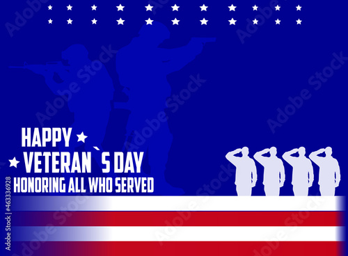 Veterans Day Background with Silhouette of Soldier, warrior and Copy Space Area. Suitable to place on content with that theme, social media posts, mobile apps, banner design and internet ads.
