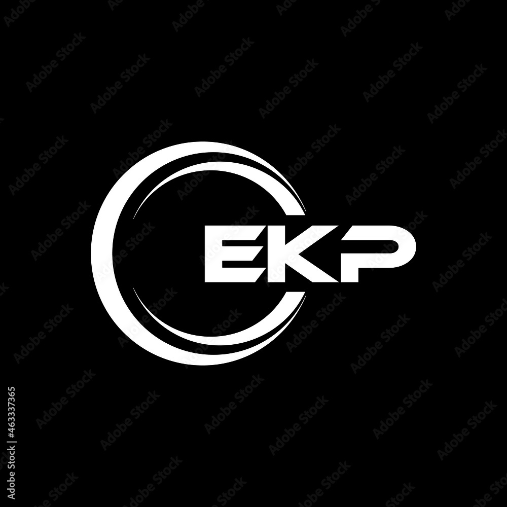 EKP letter logo design with black background in illustrator, vector ...