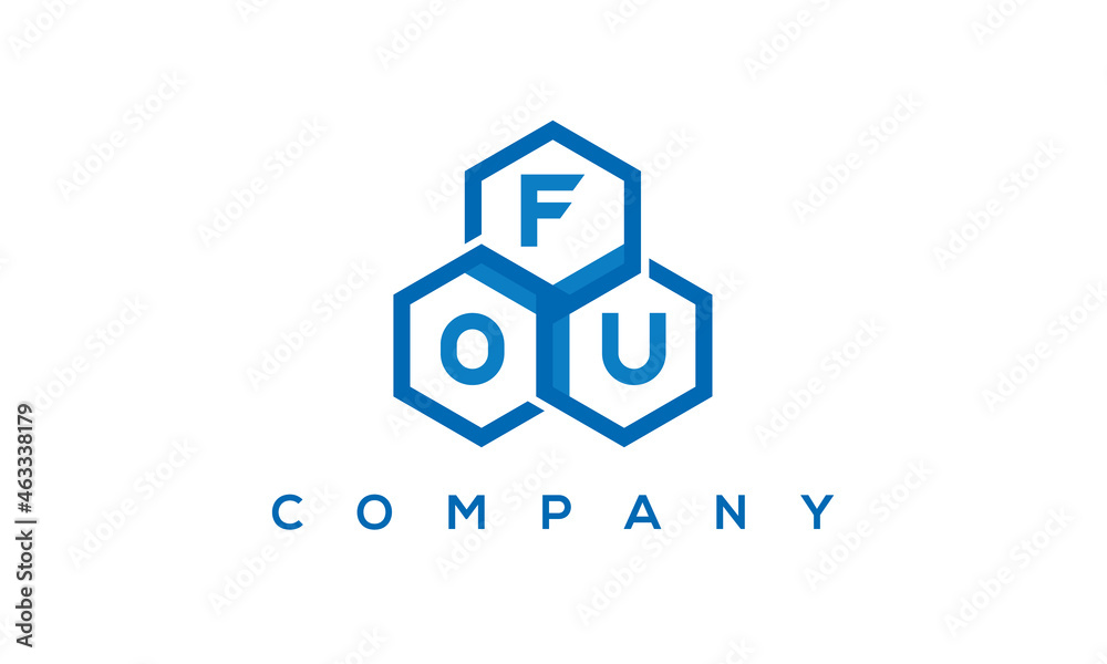 FOU three letters creative polygon hexagon logo