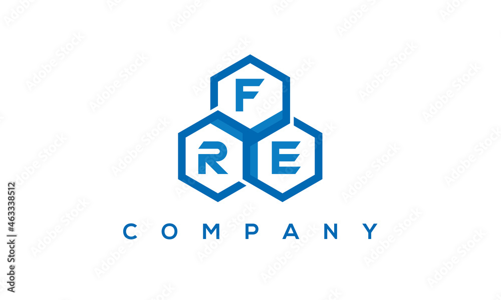FRE three letters creative polygon hexagon logo FRE three letters creative polygon hexagon logo