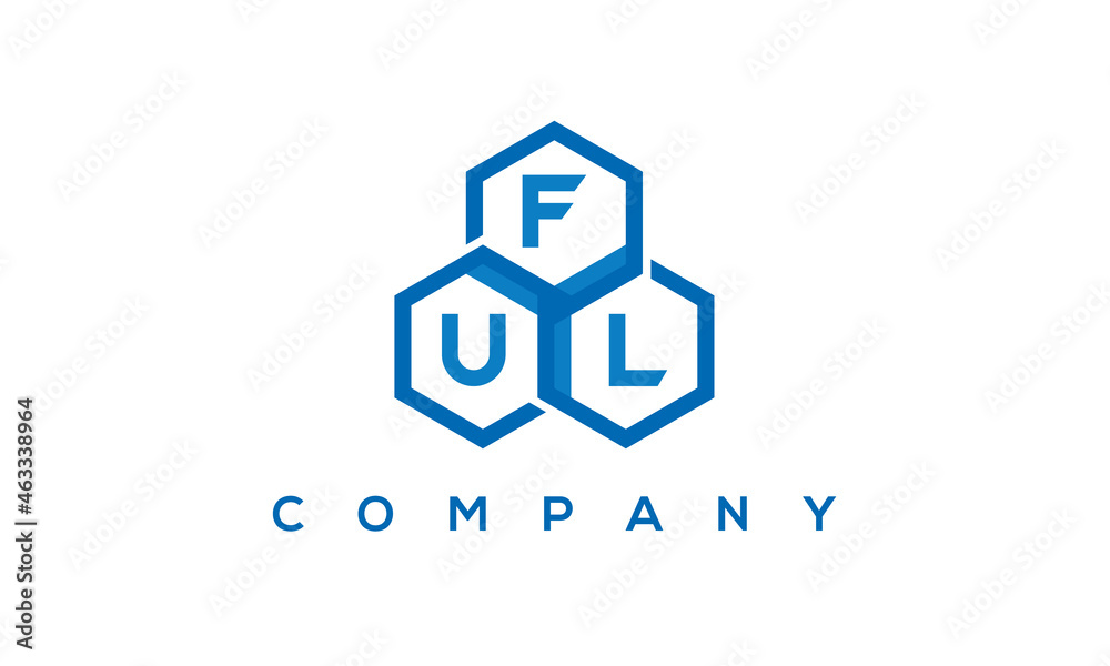 FUL three letters creative polygon hexagon logo