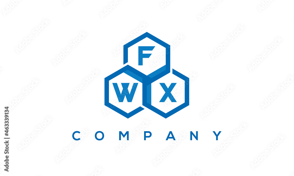 FWX three letters creative polygon hexagon logo FWX three letters creative polygon hexagon logo