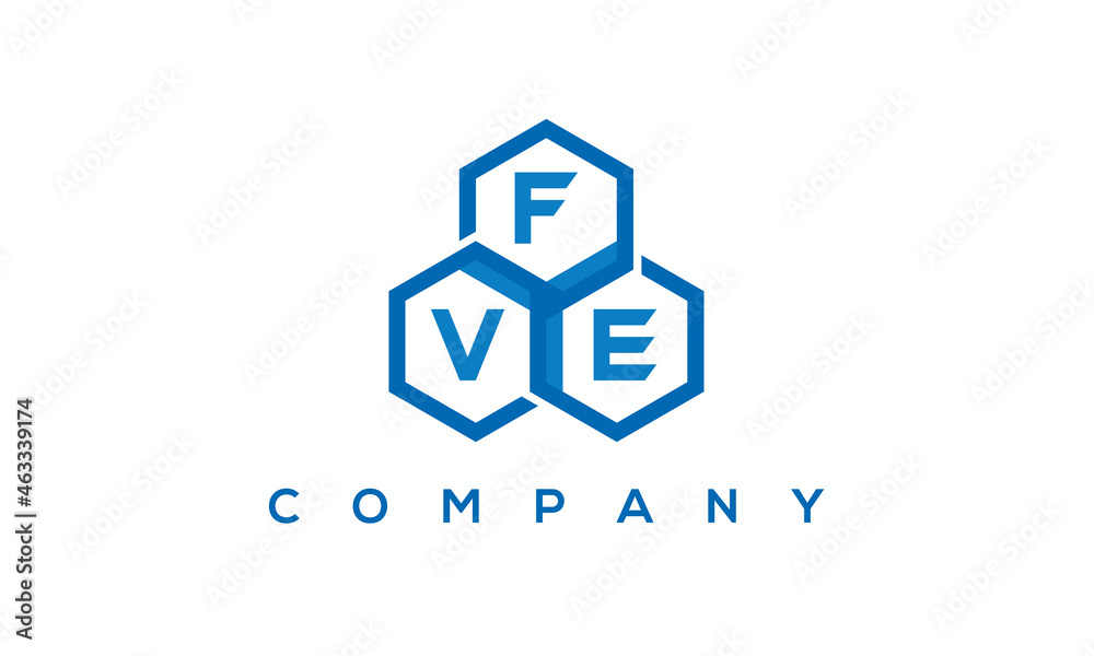 FVE three letters creative polygon hexagon logo