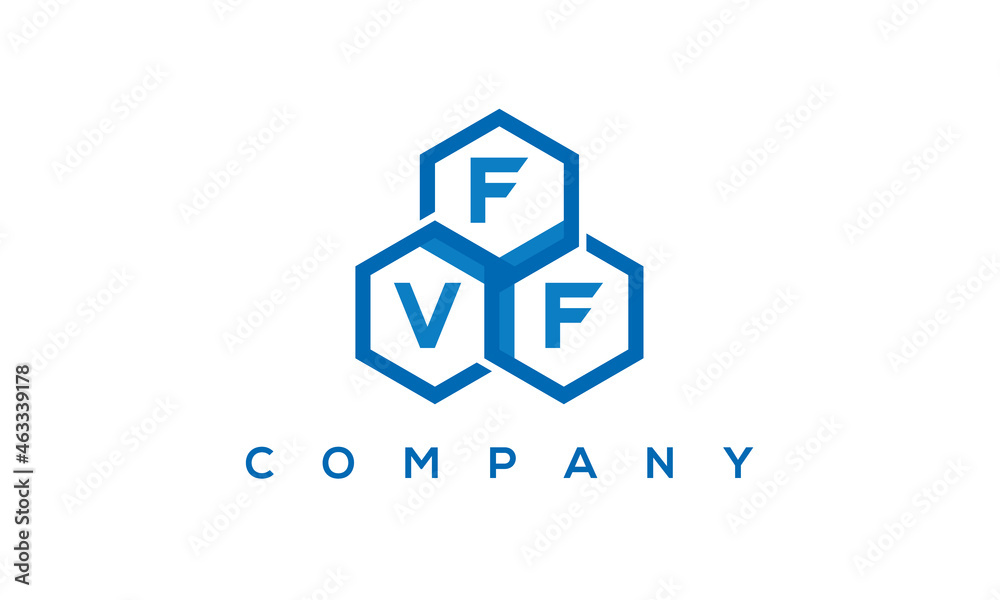 FVF three letters creative polygon hexagon logo FVF three letters creative polygon hexagon logo