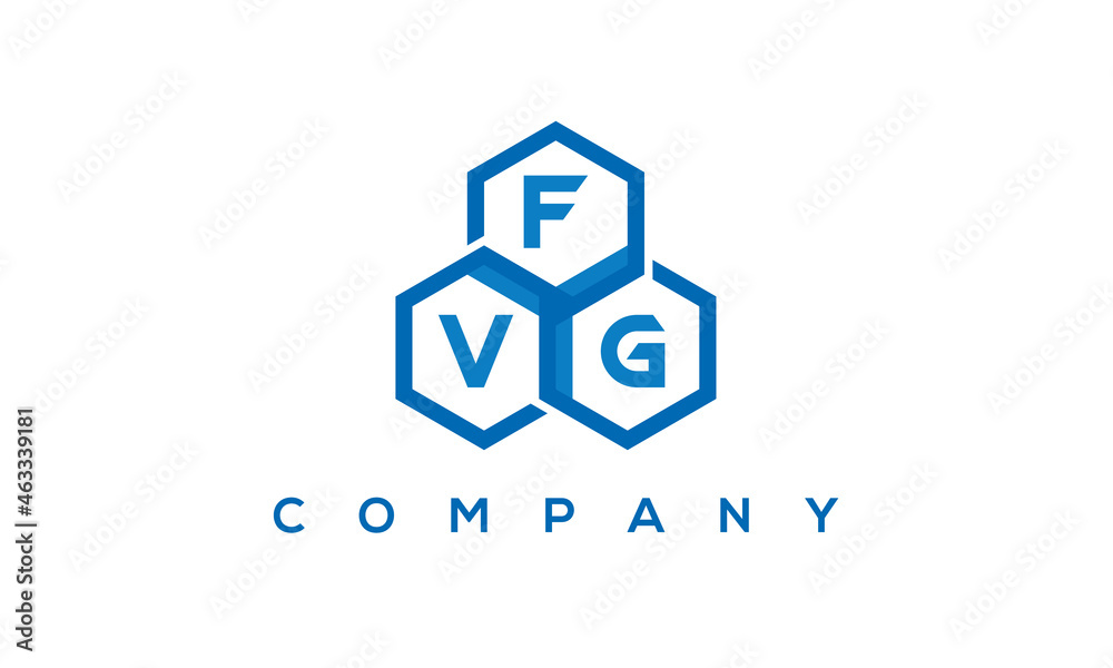 FVG three letters creative polygon hexagon logo