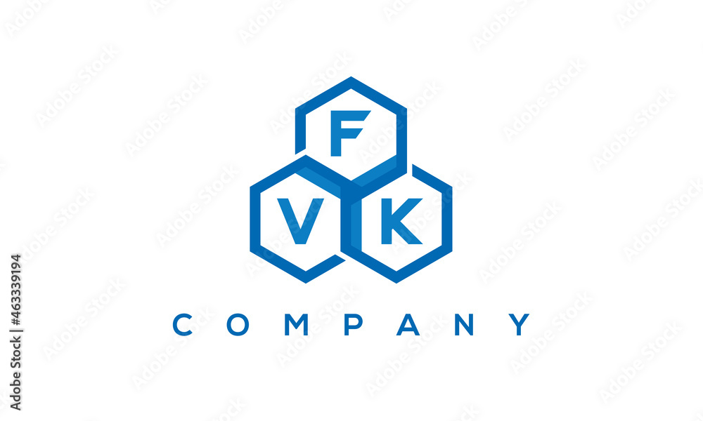 FVK three letters creative polygon hexagon logo FVK three letters creative polygon hexagon logo