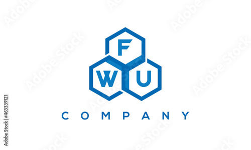 FWU three letters creative polygon hexagon logo