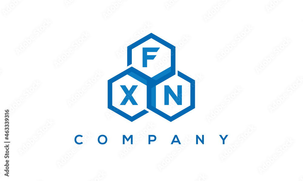 FXN three letters creative polygon hexagon logo FXN three letters creative polygon hexagon logo