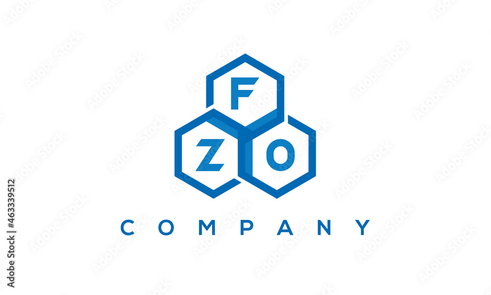 FZO three letters creative polygon hexagon logo FZO three letters creative polygon hexagon logo