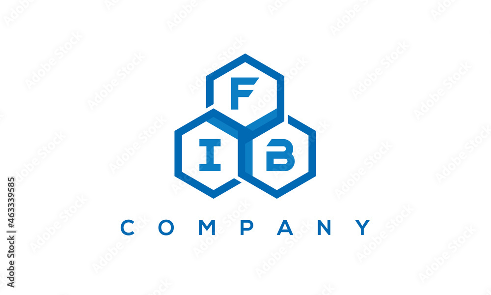 FIB three letters creative polygon hexagon logo FIB three letters creative polygon hexagon logo