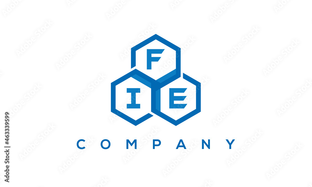 FIE three letters creative polygon hexagon logo FIE three letters creative polygon hexagon logo