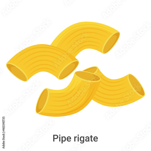 Pipe rigate.Pasta, pasta made of durum flour isolated on a white background.Vector image of dough products.For labels, menus and posters.