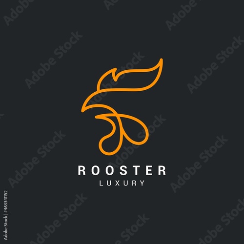 Simple outline rooster head icon logo vector design. Luxury rooster chicken logo concept design