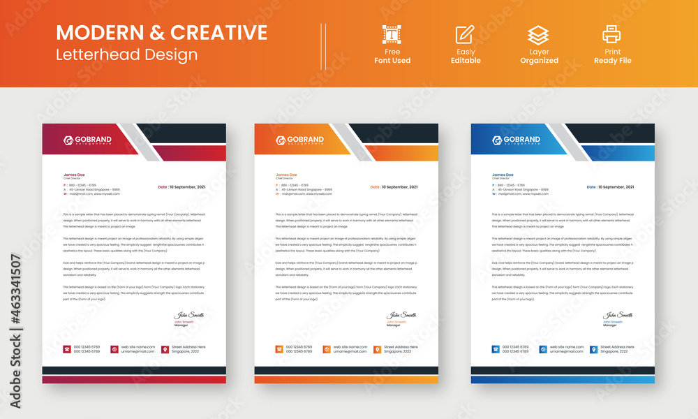 Modern Creative & Clean business style letterhead template design Modern Creative & Clean business style letterhead template design