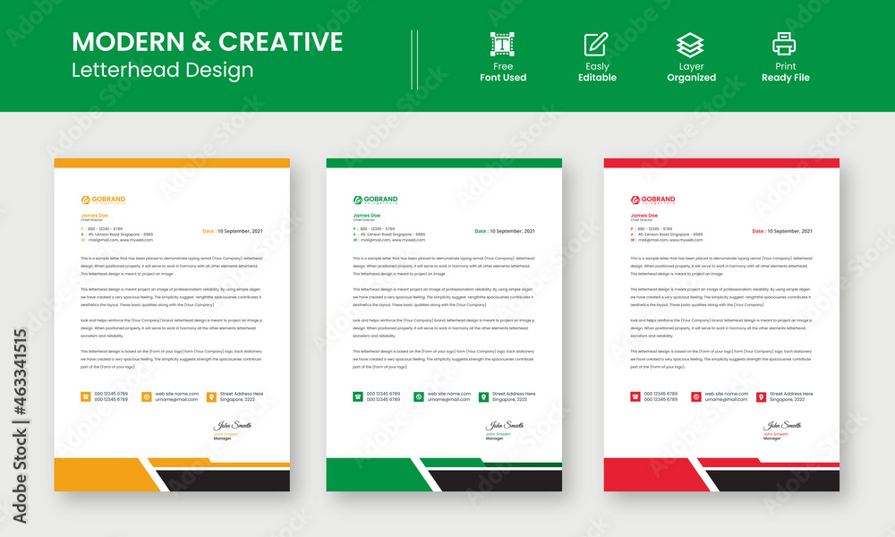 Modern Creative & Clean business style letterhead template design Modern Creative & Clean business style letterhead template design