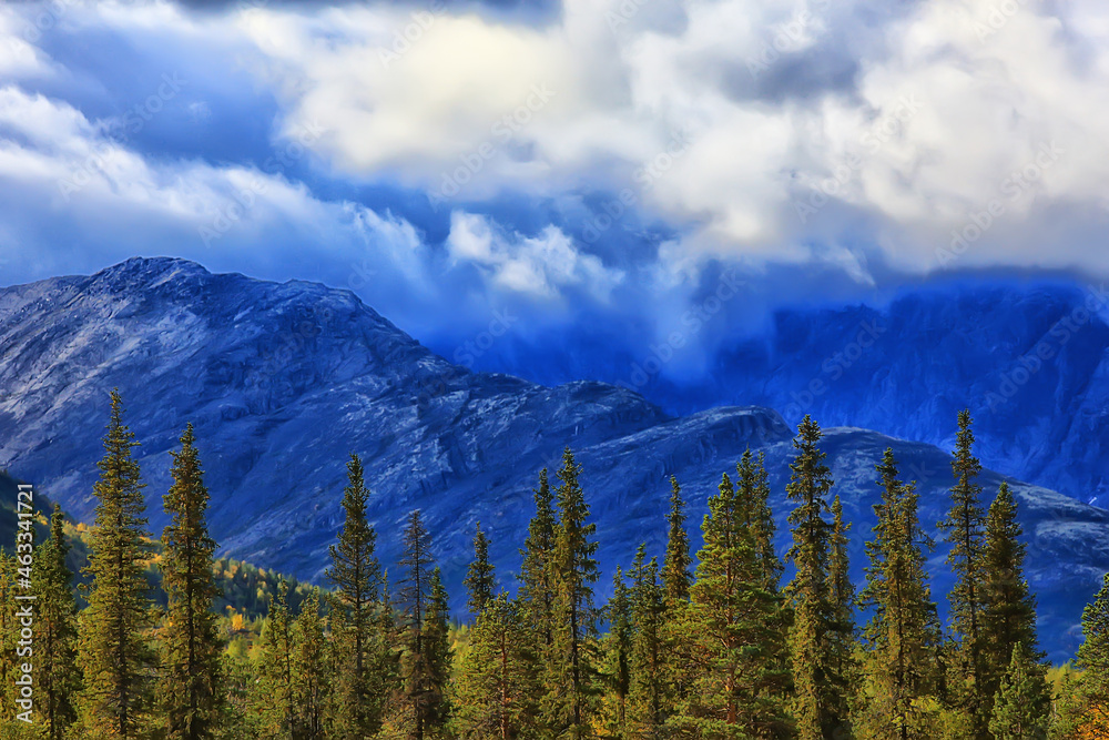 Altai mountain landscape, panorama autumn landscape background, fall nature view