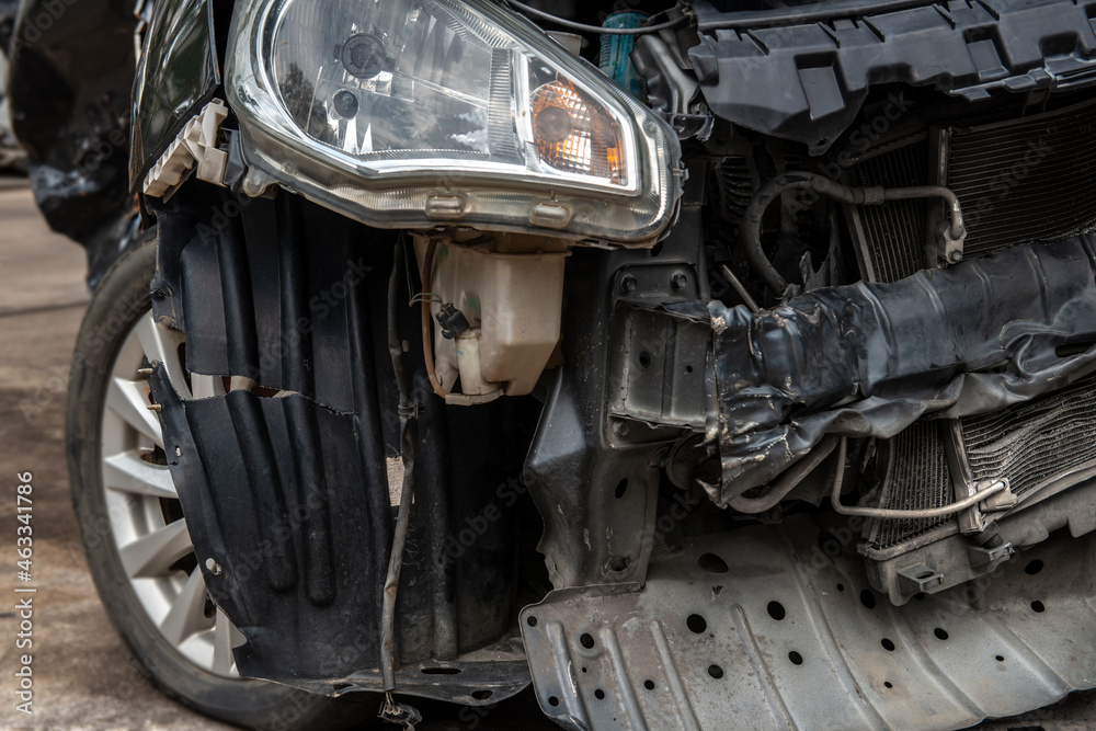 Car crashes are dangerous from car accidents on city roads, damaged cars, dented, torn, damaged paint. The concept of legal driving can help reduce accidents Car crashes are dangerous from car accidents on city roads, damaged cars, dented, torn, damaged paint. The concept of legal driving can help reduce accidents