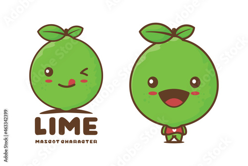 cute lime cartoon mascot, fruit vector illustration