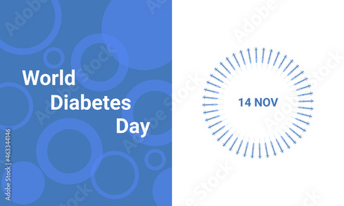 World Diabetes Day 14 november background. Diabetes symbol from syringes, background with circles