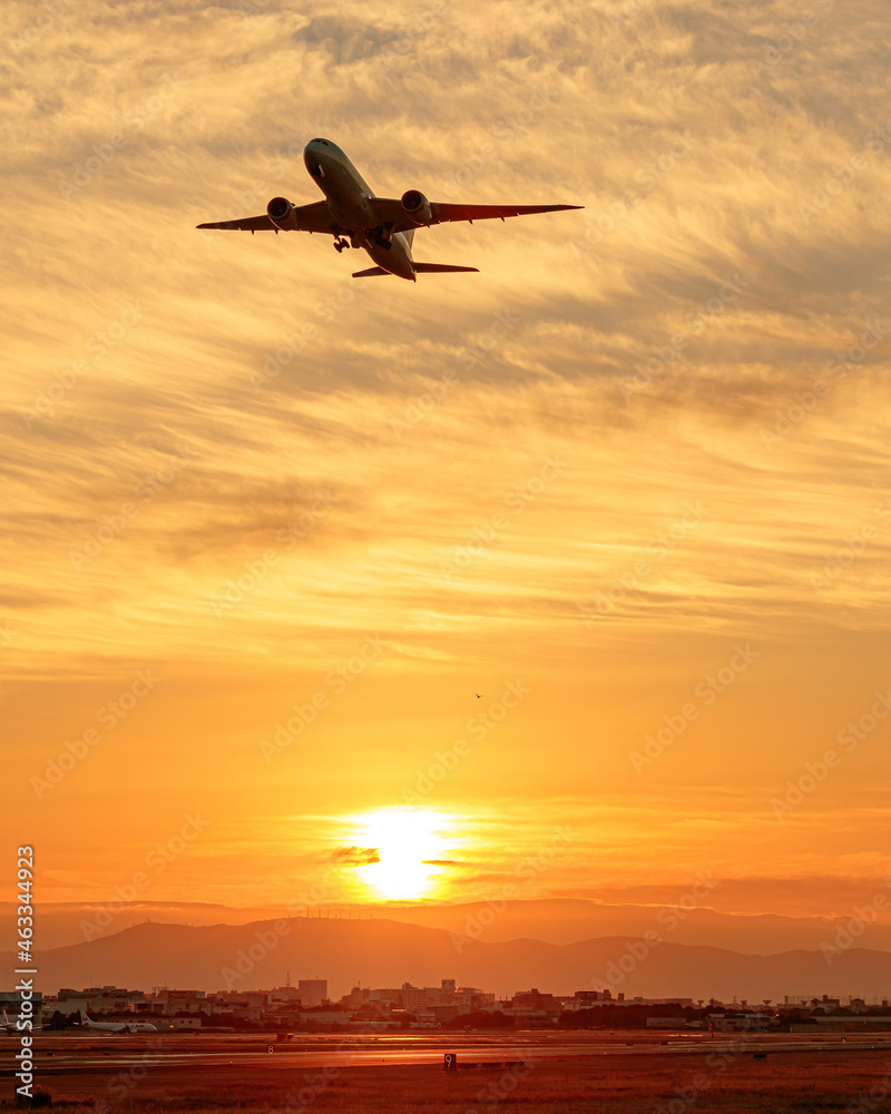 Beautiful Sunset Sky and Airplane