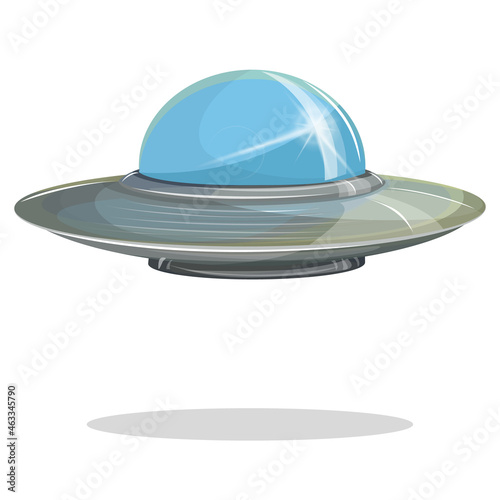 Vector image of an unidentified flying saucer. Isolated over white background. EPS 10. Cartoon style.