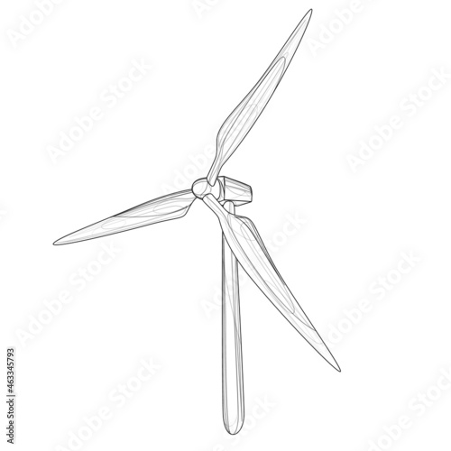 Vector image of an alternative energy source in the form of a windmill in lines. EPS 10