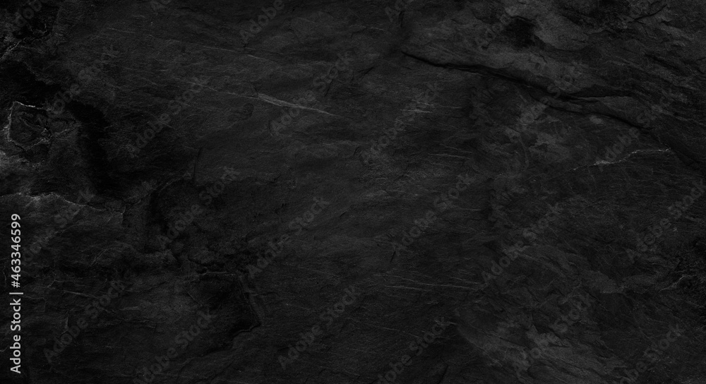 Naklejka premium Dark gray stone background with copy space. Black grunge banner with rock texture.
