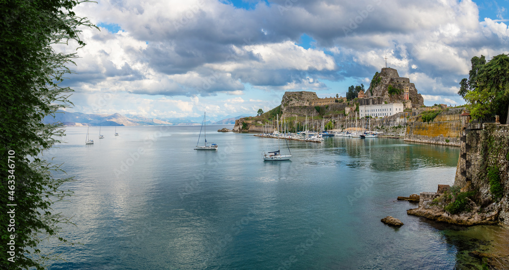 Corfu, Greece ; October 15, 2021 - A view of the old town of Corfu, Greece.